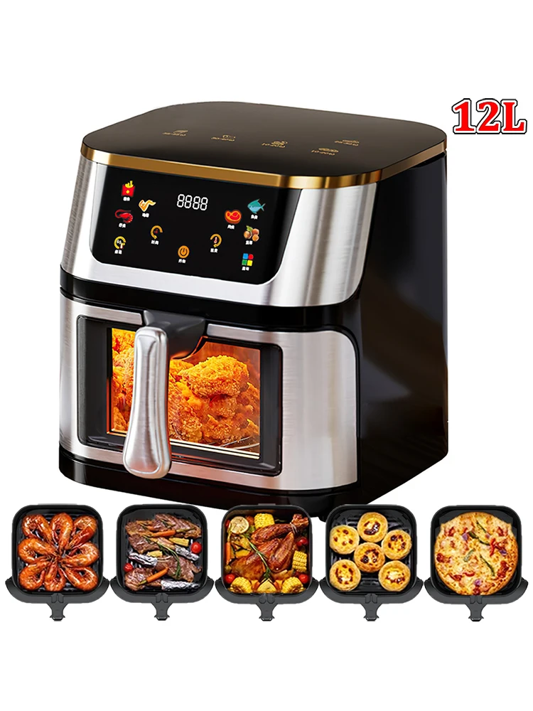 Friteuse à Air 12L 2800W acier inoxydable Visible grande capacité four électrique écran tactile friteuse électrique multifonctionnelle