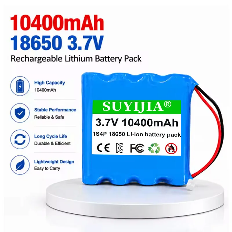 10400mAh 18650 3.7V Four-parallel Rechargeable Lithium Battery Pack with Protection Board for Fishing Lights LED Mining Lamps