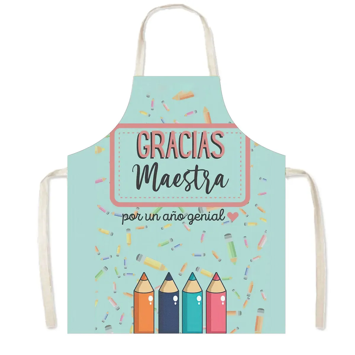 Gracias Maestra / Merci Maitresse Kitchen Apron Thank You Teacher Home Cleaning Clothes Pinafore Kids Class Art Painting Aprons