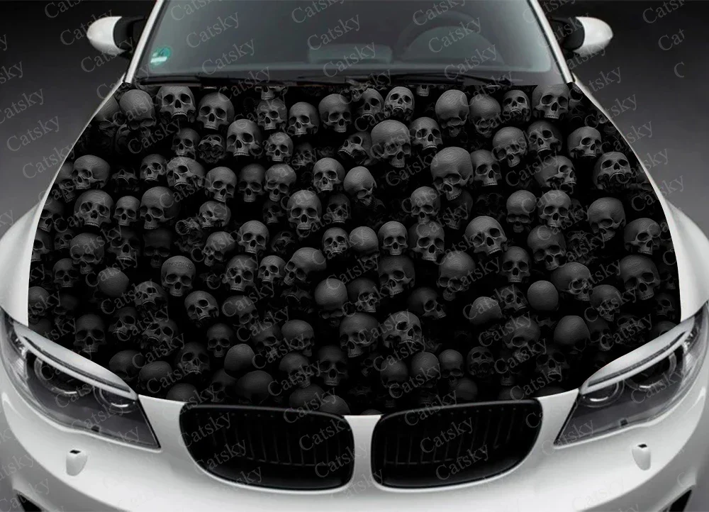 Dark Skull Car Hood Decal, Sticker, Graphic, Wrap Decal, Truck Decal,Truck Graphic, Abstract Cool Bonnet Decal image 5