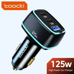 Toocki PD 125W USB Car Charger QC 3.0 LED Dual Type C Charger Fast Charging For iPhone 16 15 ProMax Samsung S23 24 Xiaomi Huawei
