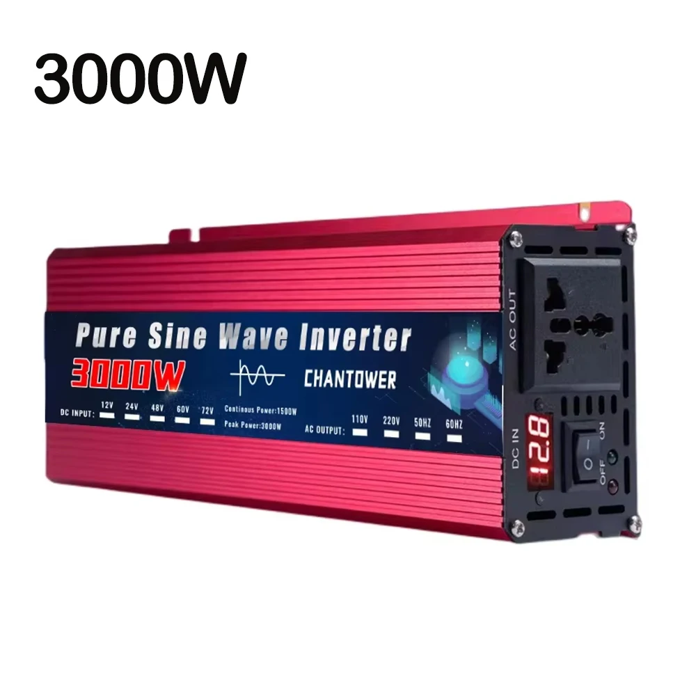 Pure Sine Wave Inverter 12V/24V 220V 1000W 2200W 3000W 4000W 5000W DC To AC Portable Power Voltage Converter Car Solar Inverter