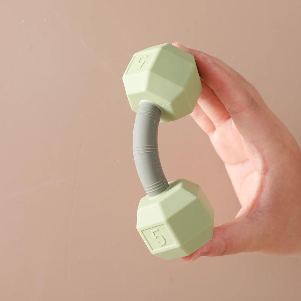 Baby Silicone Dumbbell Teether Toy – Shake-to-Sound Sensory Rattle, Soft & Durable, Easy to Clean, Shape & Color Cognition Gift view 3