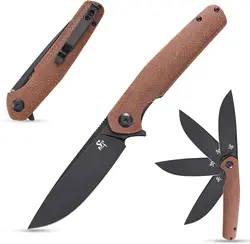 Sitivien ST102 Folding Knife, D2 Steel Blade G10/ Micarta Handle Pocket Knife EDC Tool Knives for Working Camping Survival