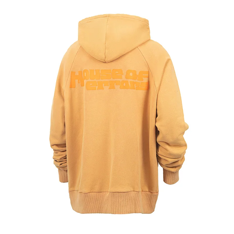 Autumn Winter Heavy Fabric Cotton HOUSE OF ERRORS Hoodie Men Women Vintage Washed Yellow Oversized Pullover Hooded With Tags