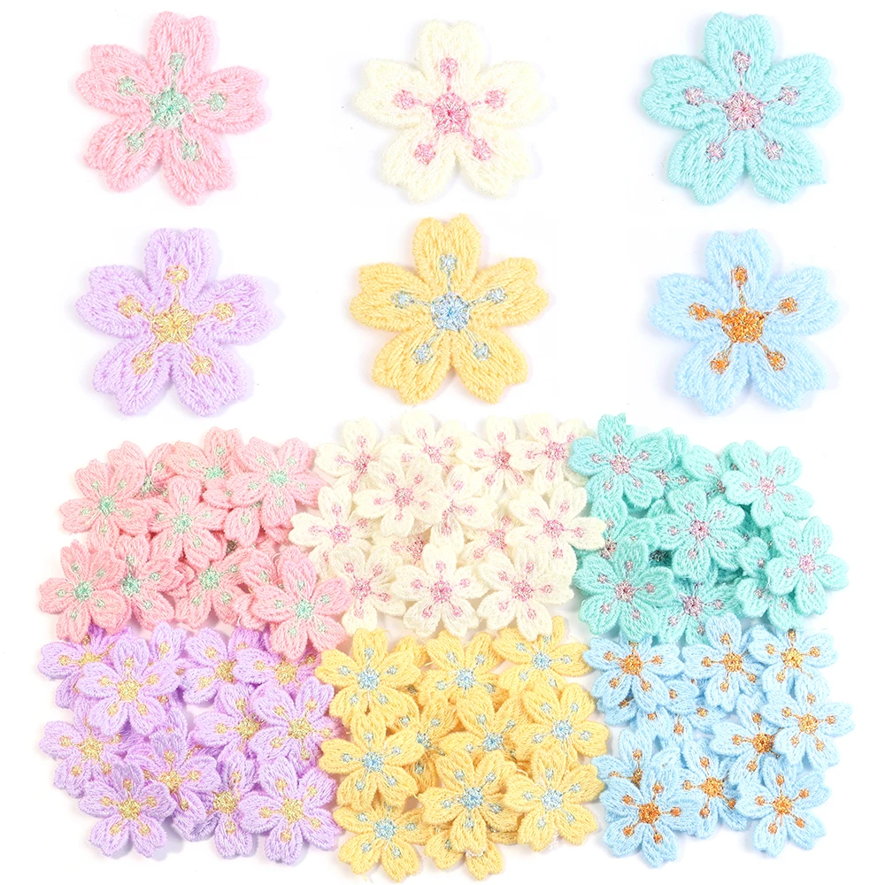 10/20/30Pcs Flower Shape Patches Stickers Iron on Clothes Heat Transfer DIY Applique Embroidered Cloth Stickers for Bags Sun Hat