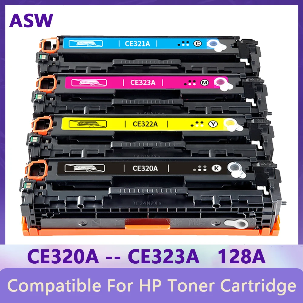 ASW Toner Cartridge Compatible for HP CE320A CE321A CE322A CE323A 128A 320 321 322 323 laserjet CM1415 CM1415fn 1415 CP1525