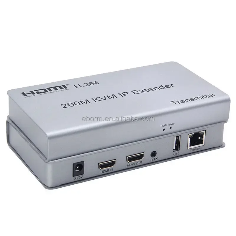 Metal Housing 200M HD MI Extender Over IP With KVM In Silver Color Cat6 Hd Mi Extender Vga Extender