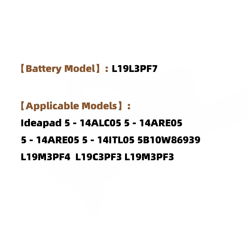 L19C3PF3 Laptop Battery 11.55V 4965mAh For Lenovo IdeaPad 5-14ALC05 5-14ITL05 5-14ARE05 5B10W86936 L19M3PF3 New High Quality