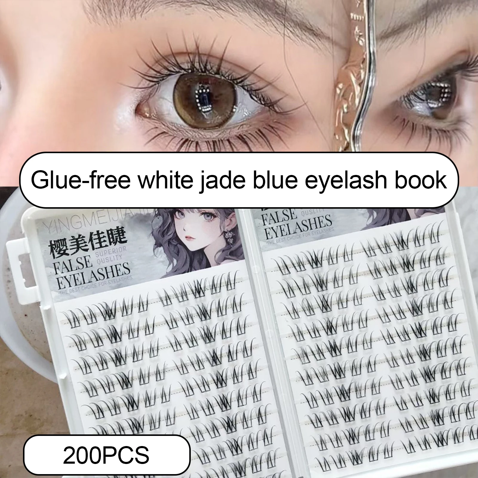 Natural Look False Eyelashes No Glue Individual Cluster Lashes Easy Apply Thai Style False Eyelashes DIY Cosplay makeup
