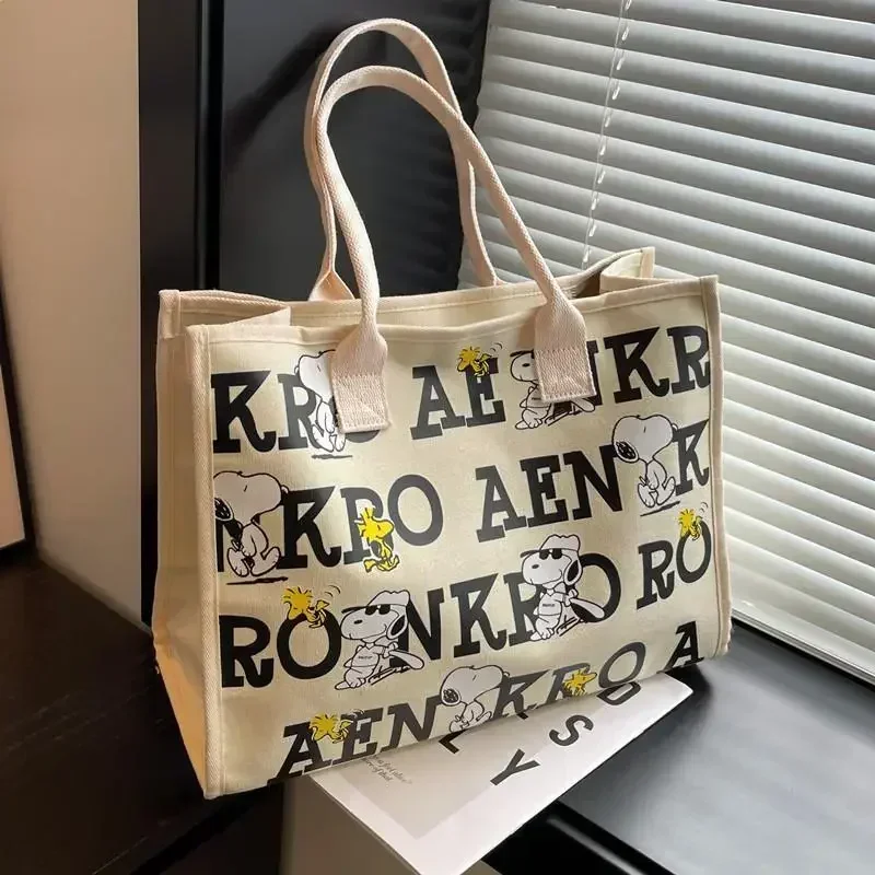 

snoopy Canvas Shoulder Bag Women's Tote Bag Travel Shopping Bag cartoon Large Capacity Student Fashion handbag