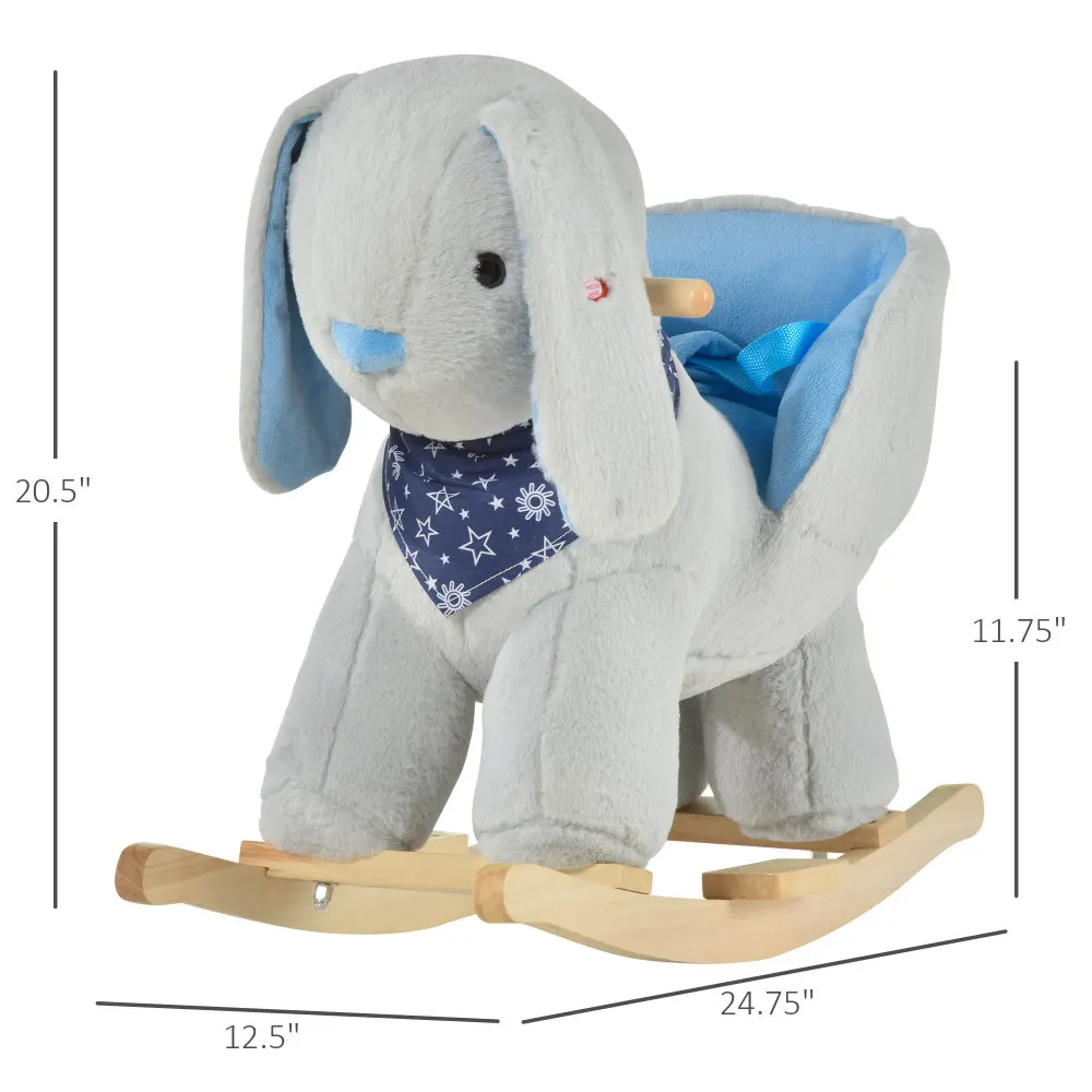 Kinderen Ride-On Hobbelpaard Speelgoed Bunny Rocker met leuke muziek spelen en zachte pluche stof voor kinderen van 18-36 maanden