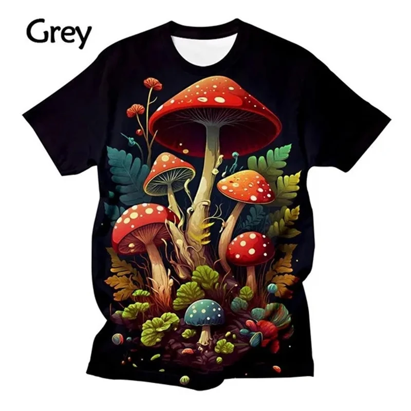 Summer Men\'s Casual T Shirts 3d Printed T-shirt Art Design Colorful Mushroom Printing T-shirts Top Short Sleeve Streetwear Tees