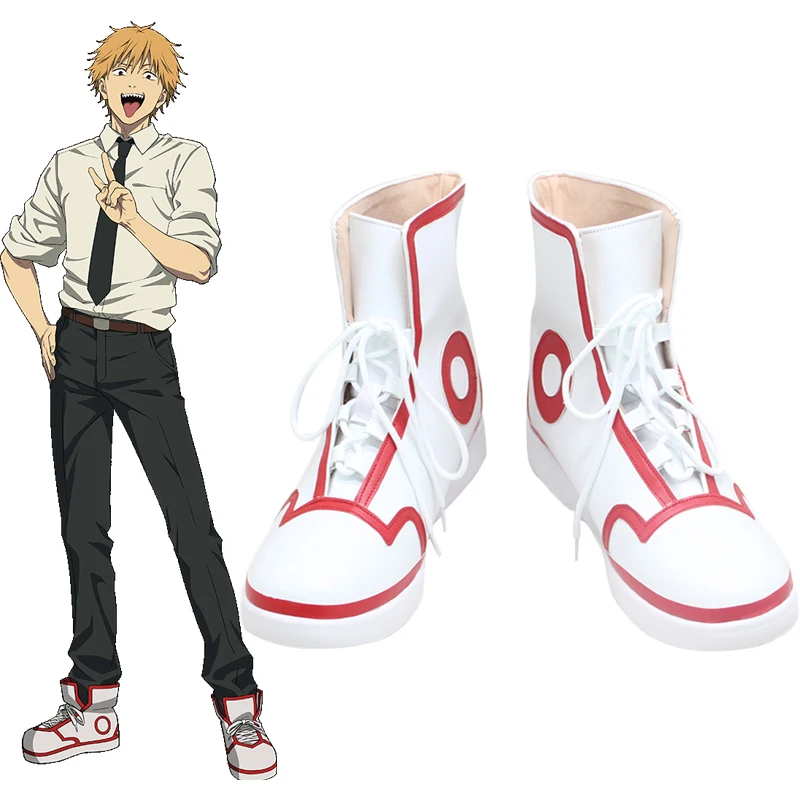 

Chainsaw Man Anime Manga Devil Hunter Special Division 4 Denji Cosplay Shoes White Ankle Boots X002