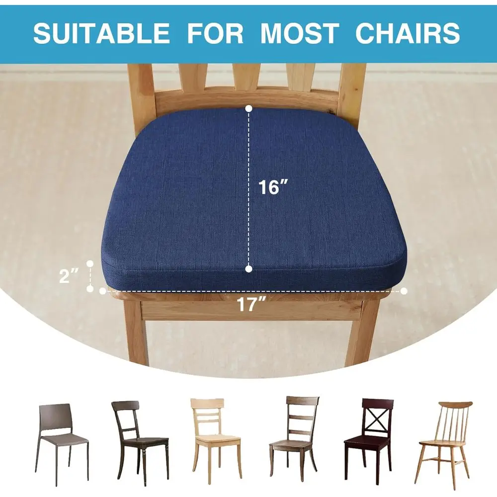Chair Cushions for Dining Chairs Set of 6, Non Slip Kitchen Chair Pads, 17" x 16" x 2", Indoor Dining Chair Cushions with Ties,