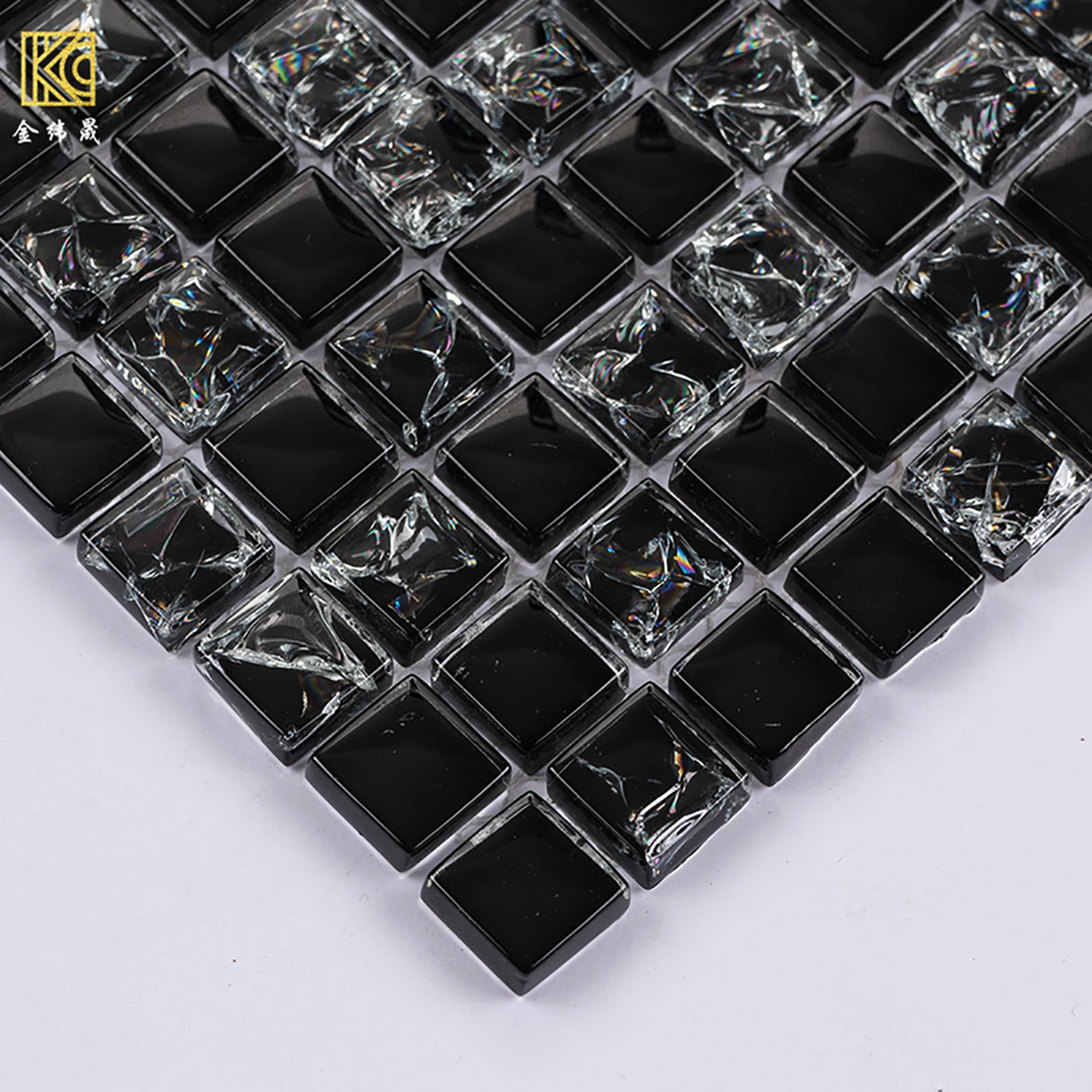 

Ice Crack Black Crystal Glass Mosaic Background Wall Porch Stone Bathroom Kitchen Bathroom Balcony Tile Sticker