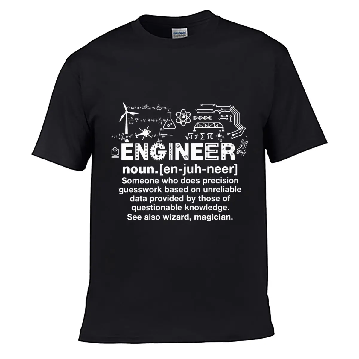Engineer Noun Precision Guesswork Unreliable Data Wizard Magician Humor short-sleeved T-shirt Streetwear Top