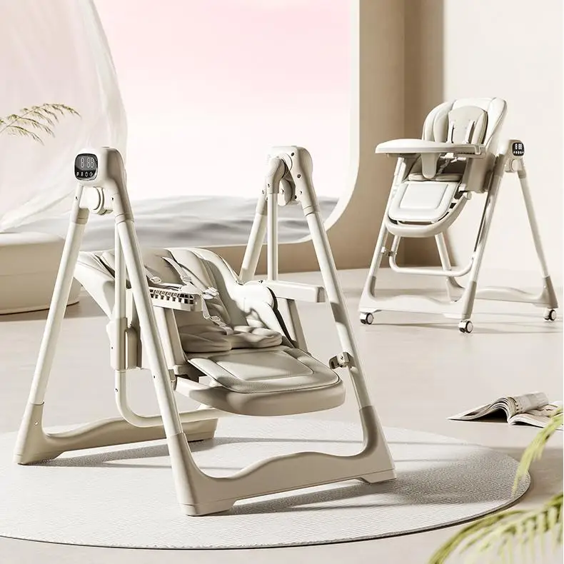 2-in-1 Electric Dining Chair Set Rocking Baby Table Baby High Chair With Easy Foldable Design Adjustable Baby Feeding Chair