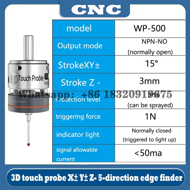 Imagem -05 - Cnc 2024 Mais Recente Wp500 v6 Anti-rolo 3d Edge Finder Sonda de Toque para Encontrar a Sonda Central de Mesa Compatível com Mach3 e Grbl