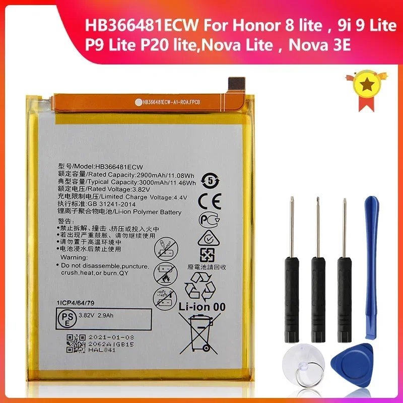 

Phone Battery HB366481ECW For Huawei P20 lite G9 Honor 5C 7C Enjoy 7S 8E Nova Lite Nova3E GT3 Honor8 lite 9i Y6 Prime 2018 L22