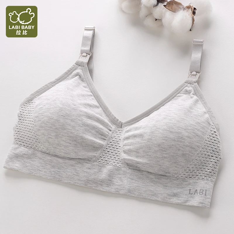 

LABI BABY Maternity Nursing Bras Wirefree Pregnancy Bra for Breastfeeding Moms Feeding Prevent Sagging Pregnant Women Cotton Bra