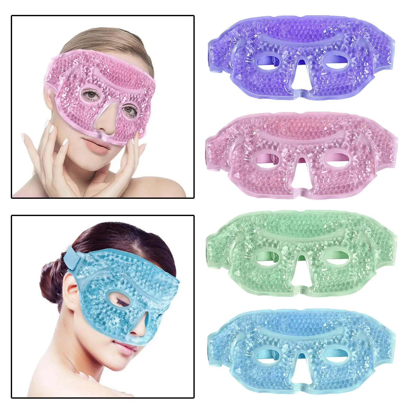 Ice Face / Eye Mask Heated Warm Cooling Hot Cold Therapy with Plush Backing Reusable Gel Mask Reduce Dark Circles Relieve