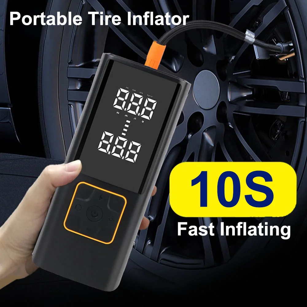 Car Air Compressor for Motorcycle Bicycle Ball Wireless Inflator Tire Pressure Test Gauge Portable Air Pump Digital 150PSI