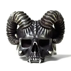 Fallen Angel Satan Skull Men Rings Stainless Steel Women Jewelry Vintage Punk Rock Cool Stuff Fashion Accessories Gift Wholesale