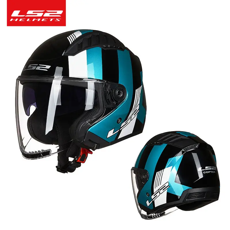 Unisex LS2 Motorcycle Helmet with Dual Inner and Outer Lenses, 3/4 Helmet, Summer Sun Protection, Casco Moto ECE Casque Moto