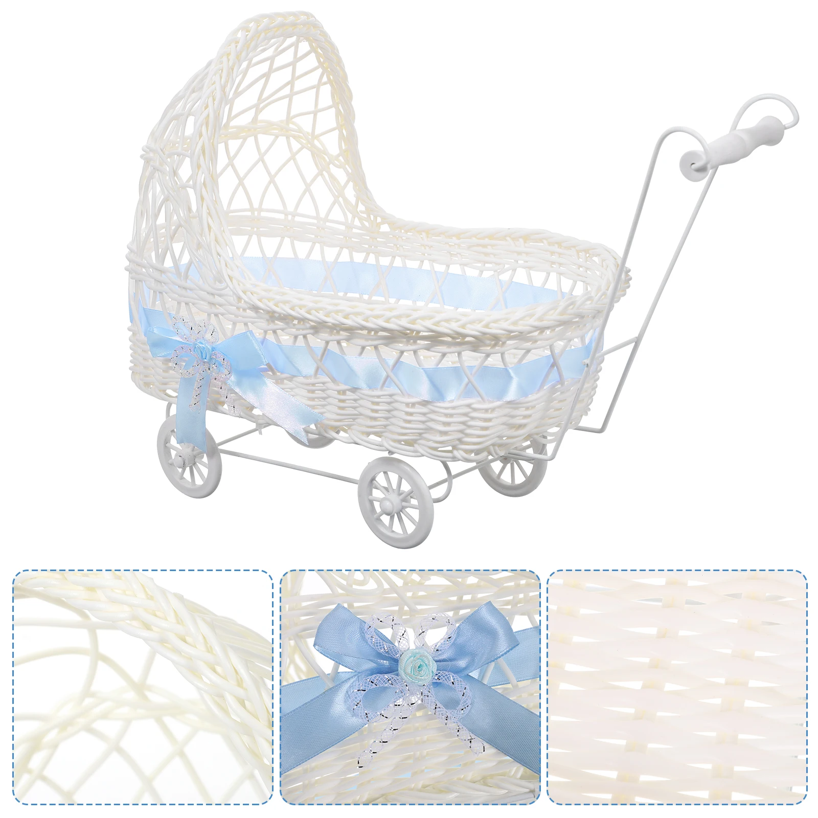 

Trolley Shaped Woven Shower Candy Basket Multi-Function Flower Gift Packing Party Favors Decor Shower Candy Basket