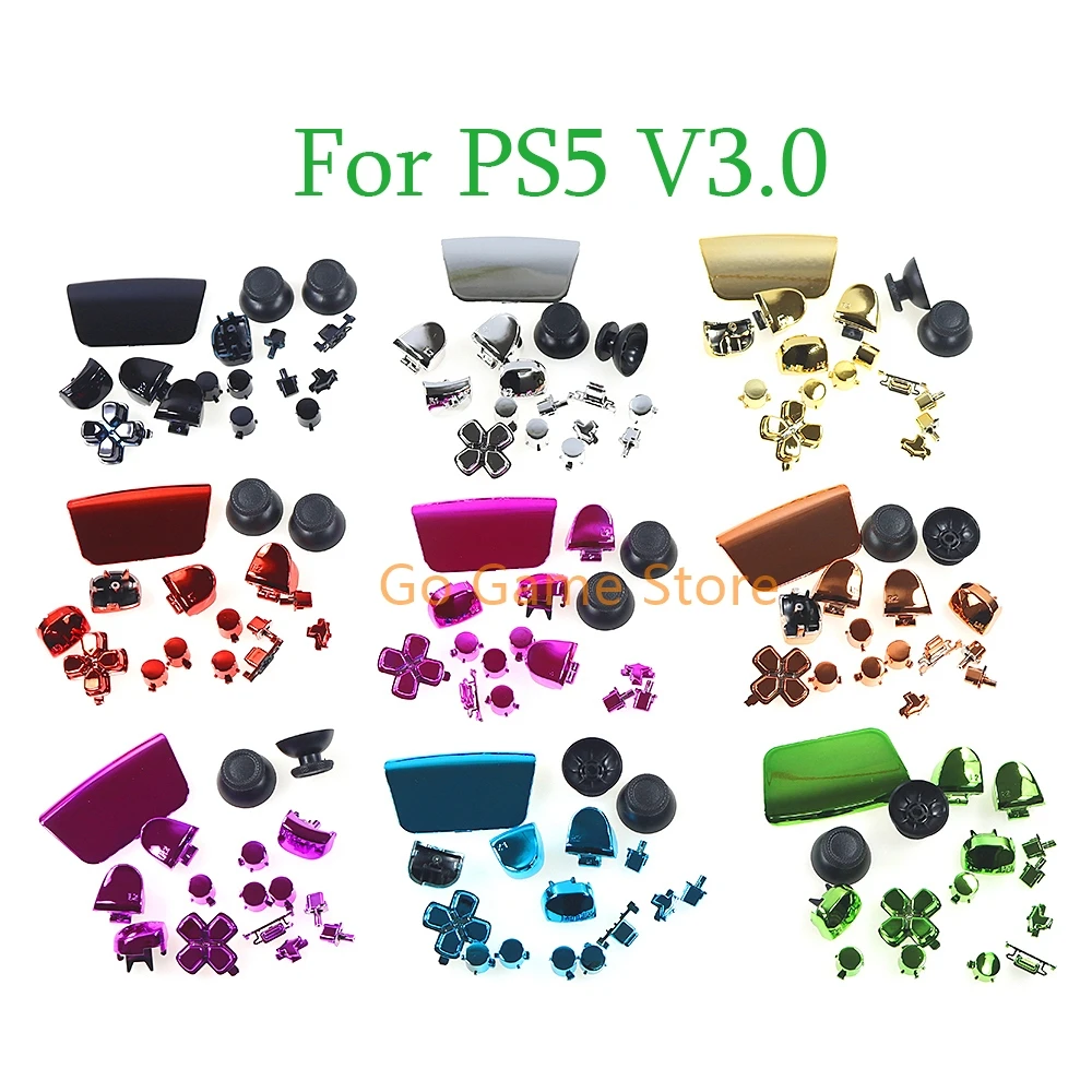 

15sets For PlayStation 5 PS5 V3.0 Controller Full Set Chrome Plating Buttons Thumb Sticks Joystick Cap L1 R1 L2 R2 D-pad Button