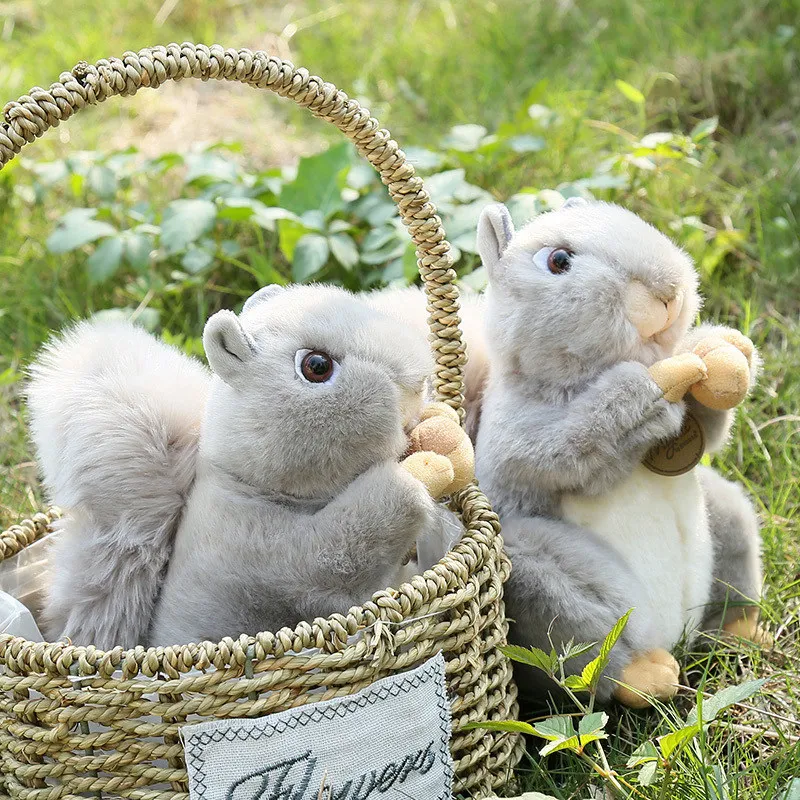 Lovely Plush Squirrel Model Decoration Soft Stuffed Cartoon Animals Dolls Home Decoration For Birthday Gift Squirrel Plushie