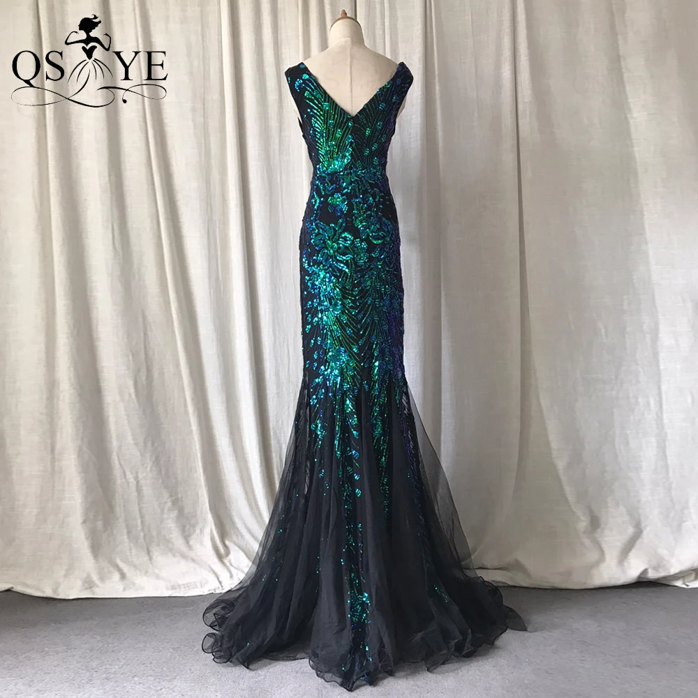 Pauw Green Mermaid Avondjurken Bloemen Lace Prom Gown Tulle Bottom Sequin Applicaties Vintage Mouwloze Formele Party Dress