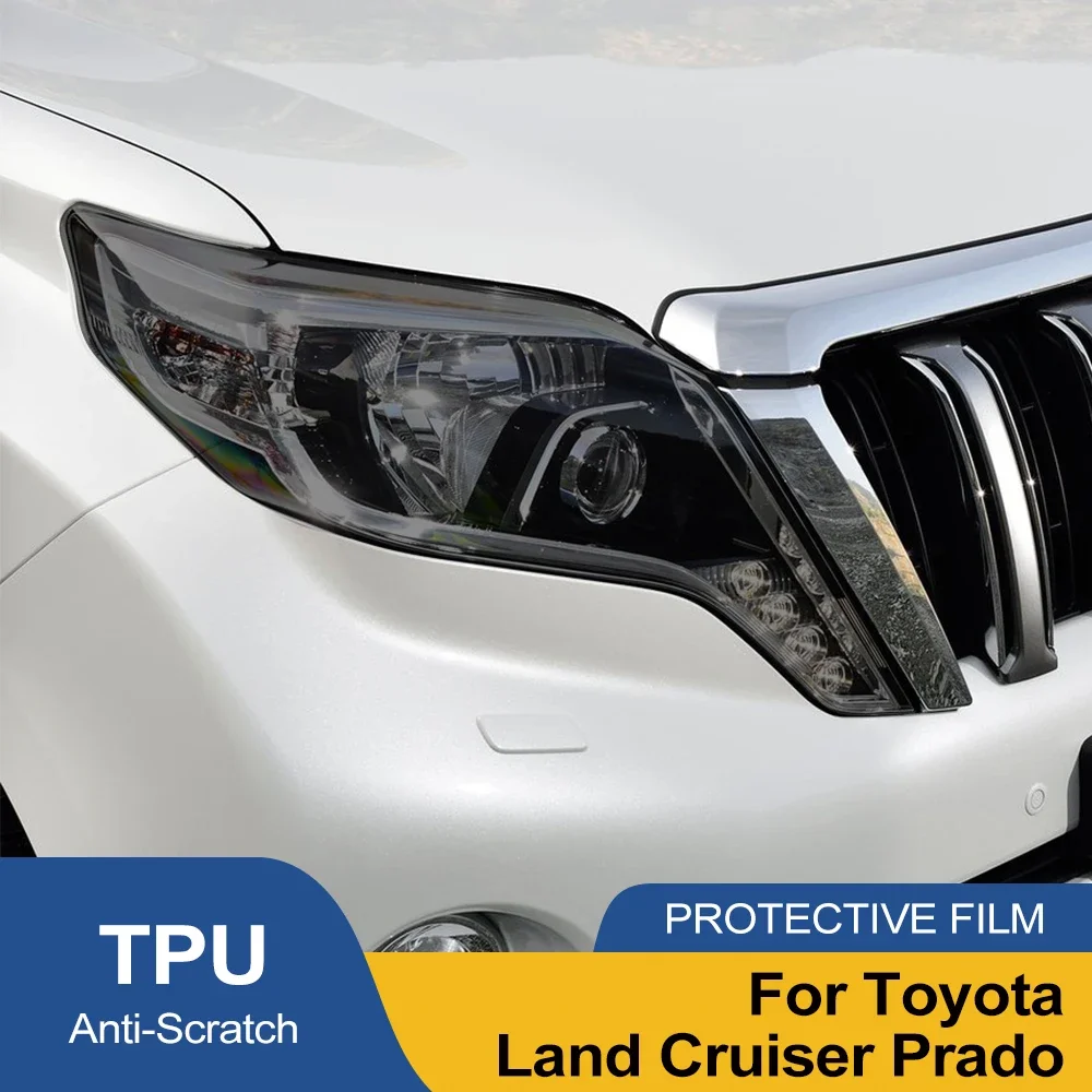 Smoke Black High-Gloss Car Headlight Film For Toyota Land Cruiser Prado J250 LC250 J150  Pre Cut TPU PPF Anti-Scratch Vinyl Film