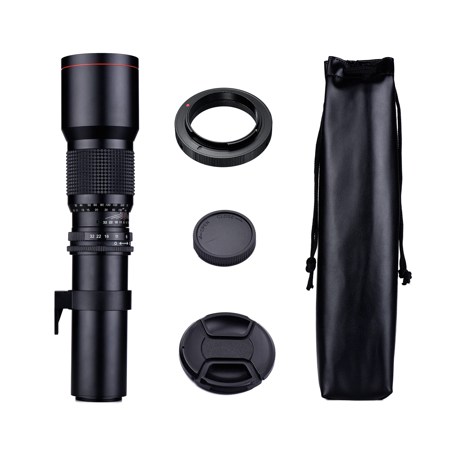 500mm F/8.0-32 Multi Coated Super Telephoto Lens Manual Zoom + T-Mount to F-Mount Adapter Ring Kit Replacement
