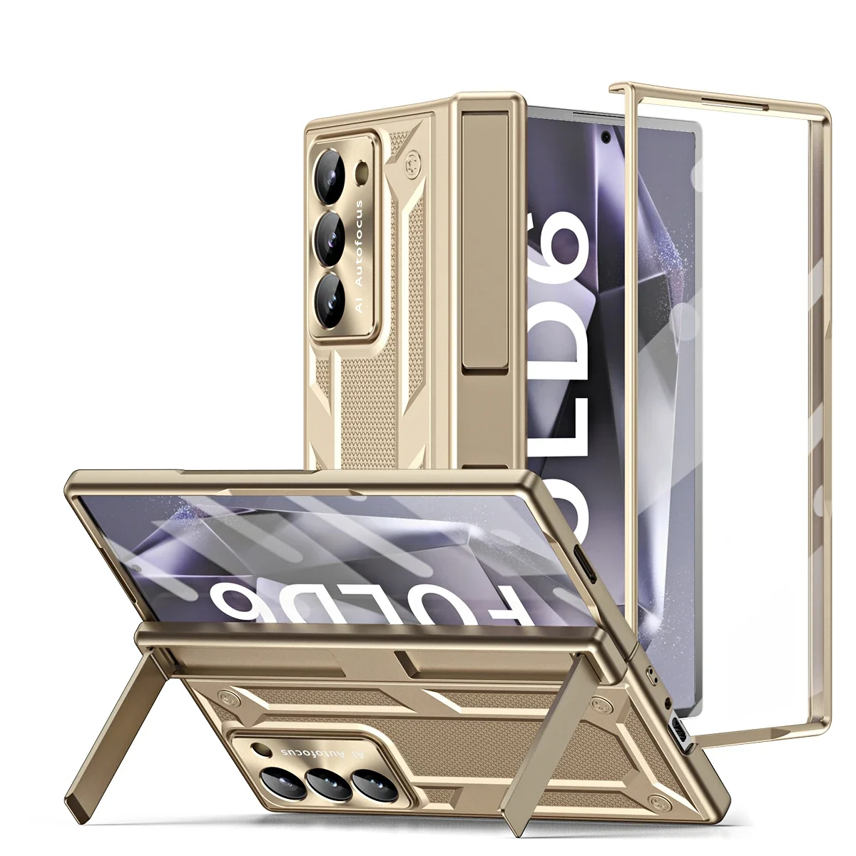 

For Samsung Galaxy Z Fold 6 5 4 Case Hinge Armor Shockproof Hybrid Rugged Stand Magnetic Full Protector Glass Film Folding Cover