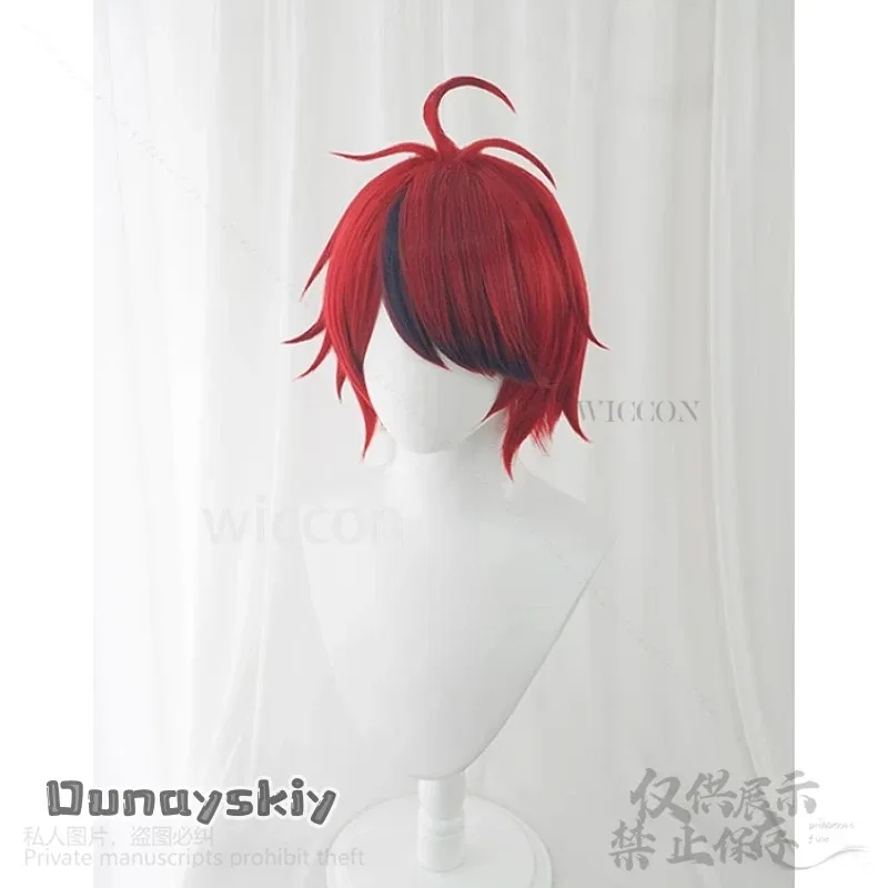 2025 11 المائة لعبة خط تأثيري سومينو تاكومي أنيمي شعر مستعار قصير أحمر للجنسين مقاومة للحرارة الشعر الاصطناعية حفلة الهالوين كوس