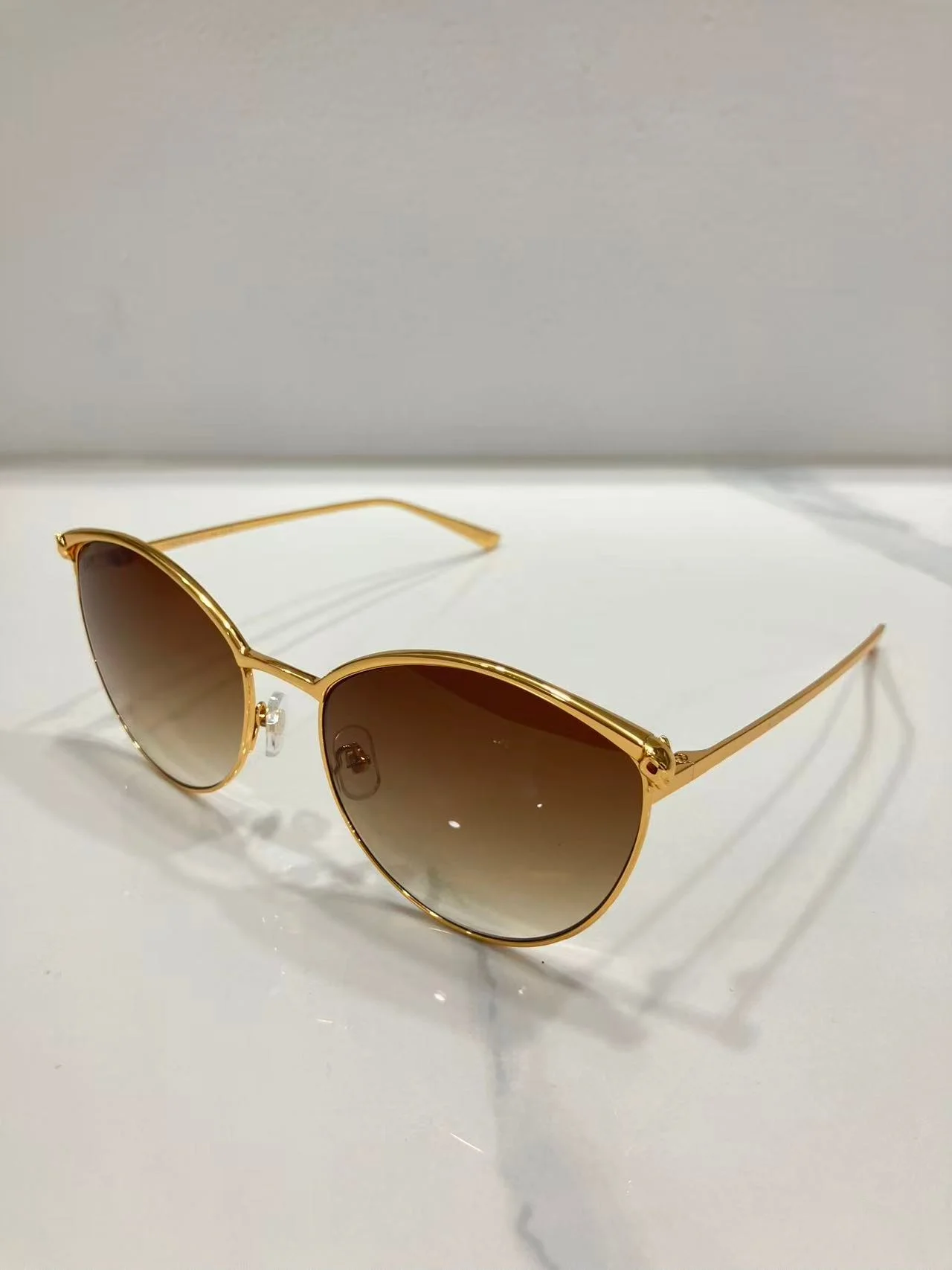 Top Quality ACART CT0597 Panthere Gold Cat Eye Sunglasses For women With Box
