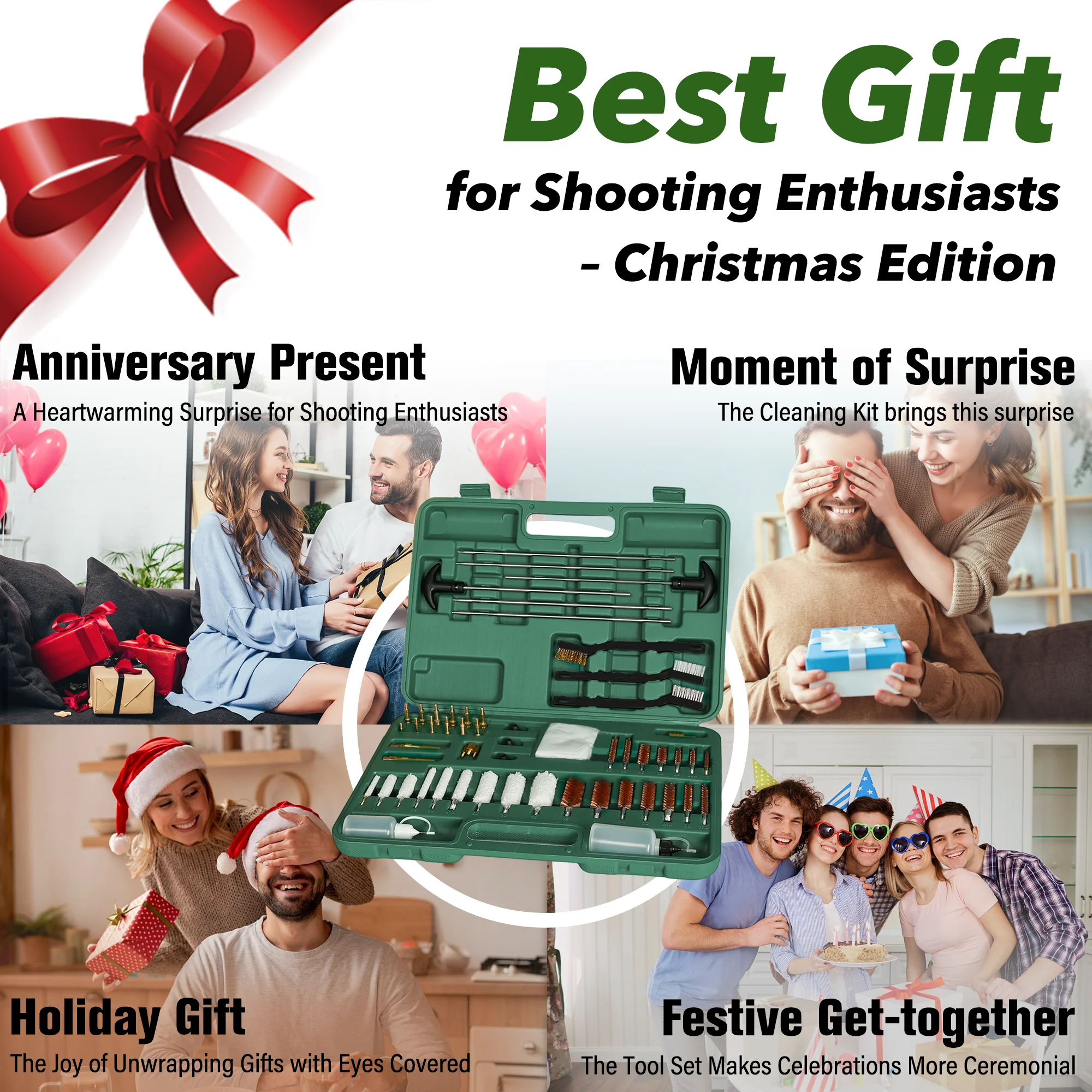 59 Pcs Universal Premium Gun Cleaning Kit Compatible with Rifle Pistol Shotgun for All Caliber w/ Brass Accessories Ideal Gift