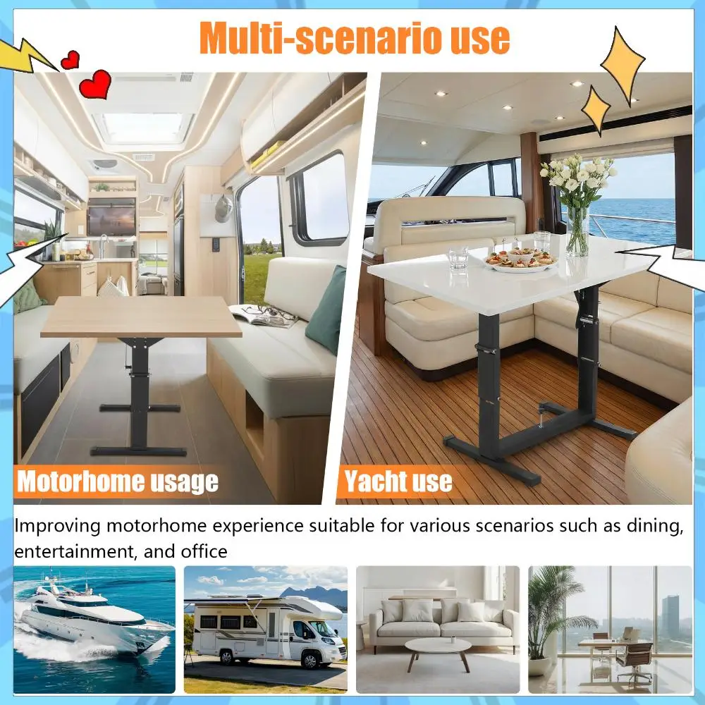 

Складная рама стола для автодомов: легкая установка, регулируемые ножки, подъемные опоры для обеденных столов и рабочих станций в автодомах и кемперах