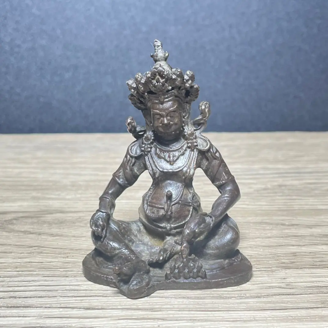 

Antique old goods old pulp yellow god of wealth small Buddha bronze statue home desktop decoration ornament collection