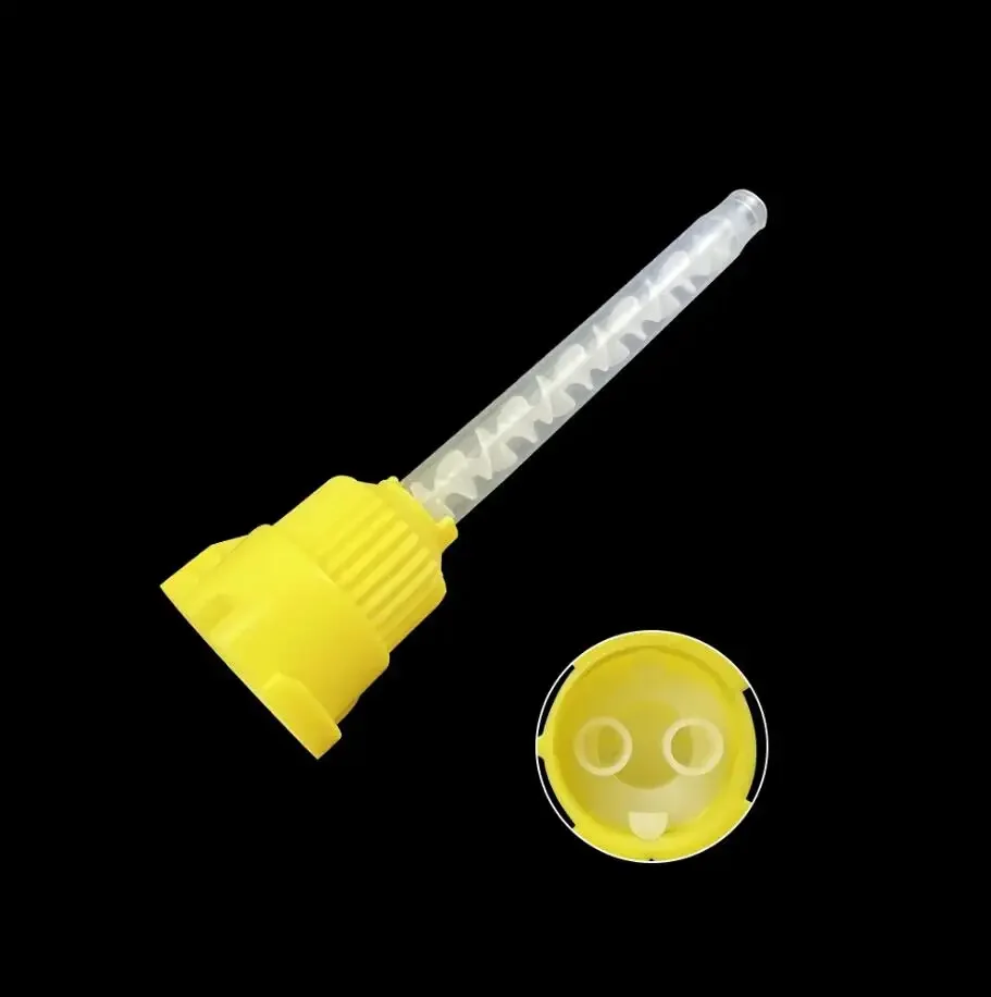 Dentistry Disposable Materials Dental Impression Mixing Tips Yellow Silicone Rubber Conveying Mixing Head Tube Nozzle Materials