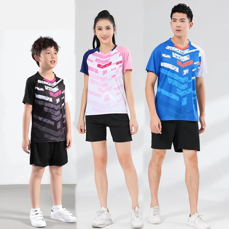 

Women & Men Tennis Shirts Shorts Kit Child Badminton Uniform Quick Dry Table Tennis Set Short Training Suit Boy Girl Sportswear