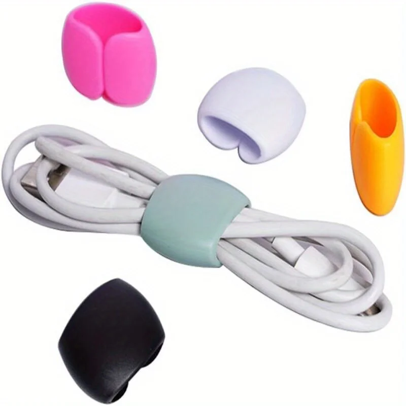 Picture 7: Simple Silicone Cable Organizer Clip, Anti-tangle Storage Buckle for Data Cable, Earphone and Charging Wire