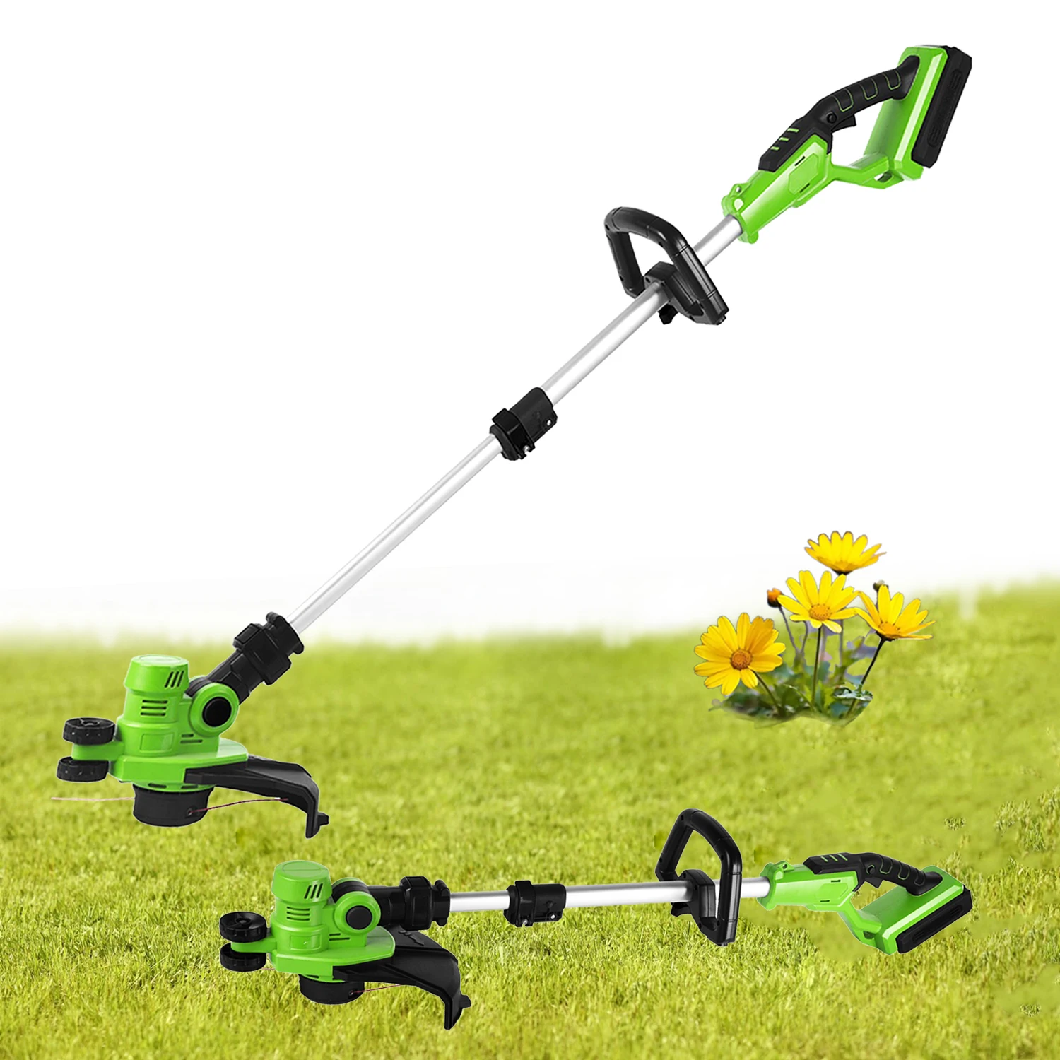 

Cordless Power String Trimmer With Wheels Professional 40V Battery Powered Grass Cutter With Telescopic Handle