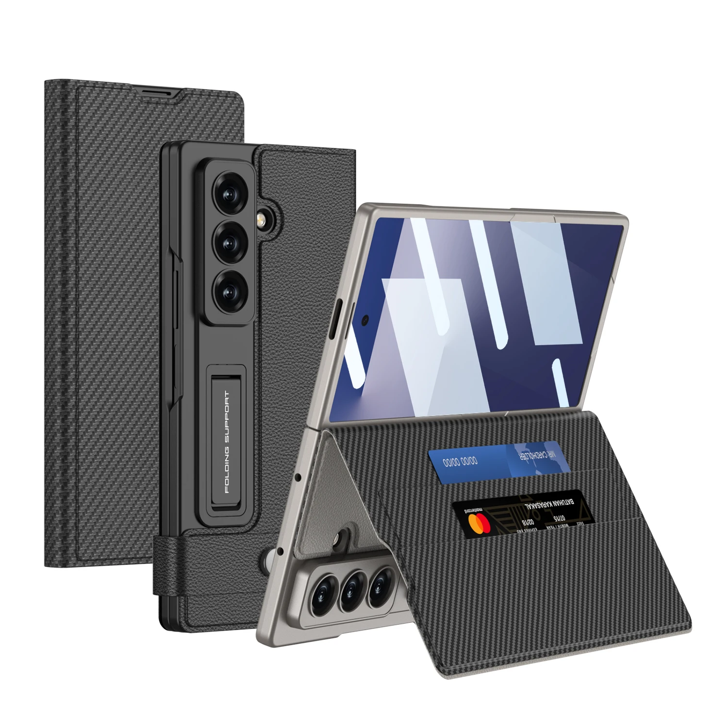 삼성 갤럭시 Z 폴드 7 고급 플립 카드 슬롯 홀더 가죽 폰 케이스 마그네틱 버튼 충격 방지 커버 (갤럭시 Z 폴드7 용)