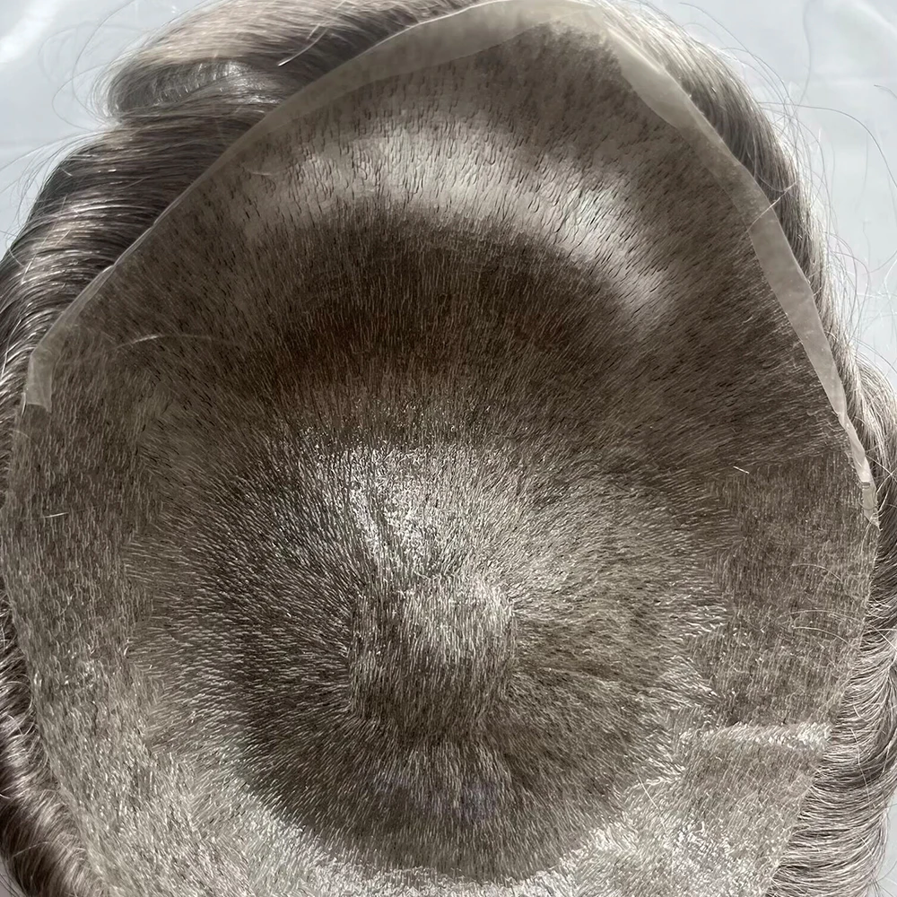 Natürliches Haar 1b80 # 230 # Haarersatzsystem 90% Dichte Leichtgewicht 0,02mm Superdünne Haut Unsichtbarer Natürlicher Haaransatz Toupet – Detail 4