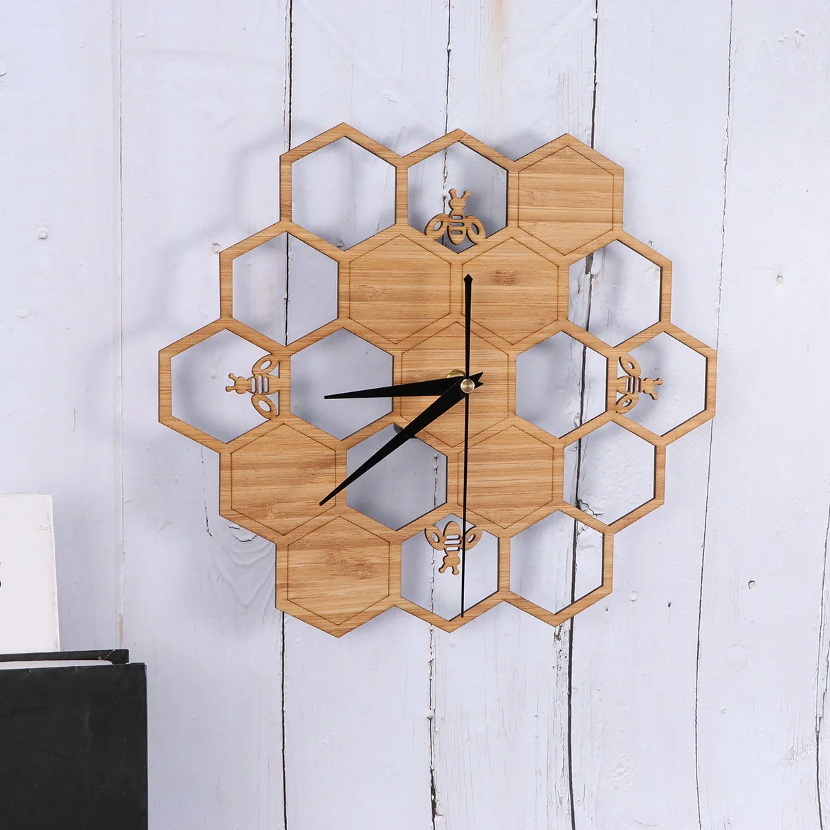 

1pc Wooden Beehive For Home Hanging Office For Home Room Living Wooden Clock Wall Hanging Clock Wall Decor