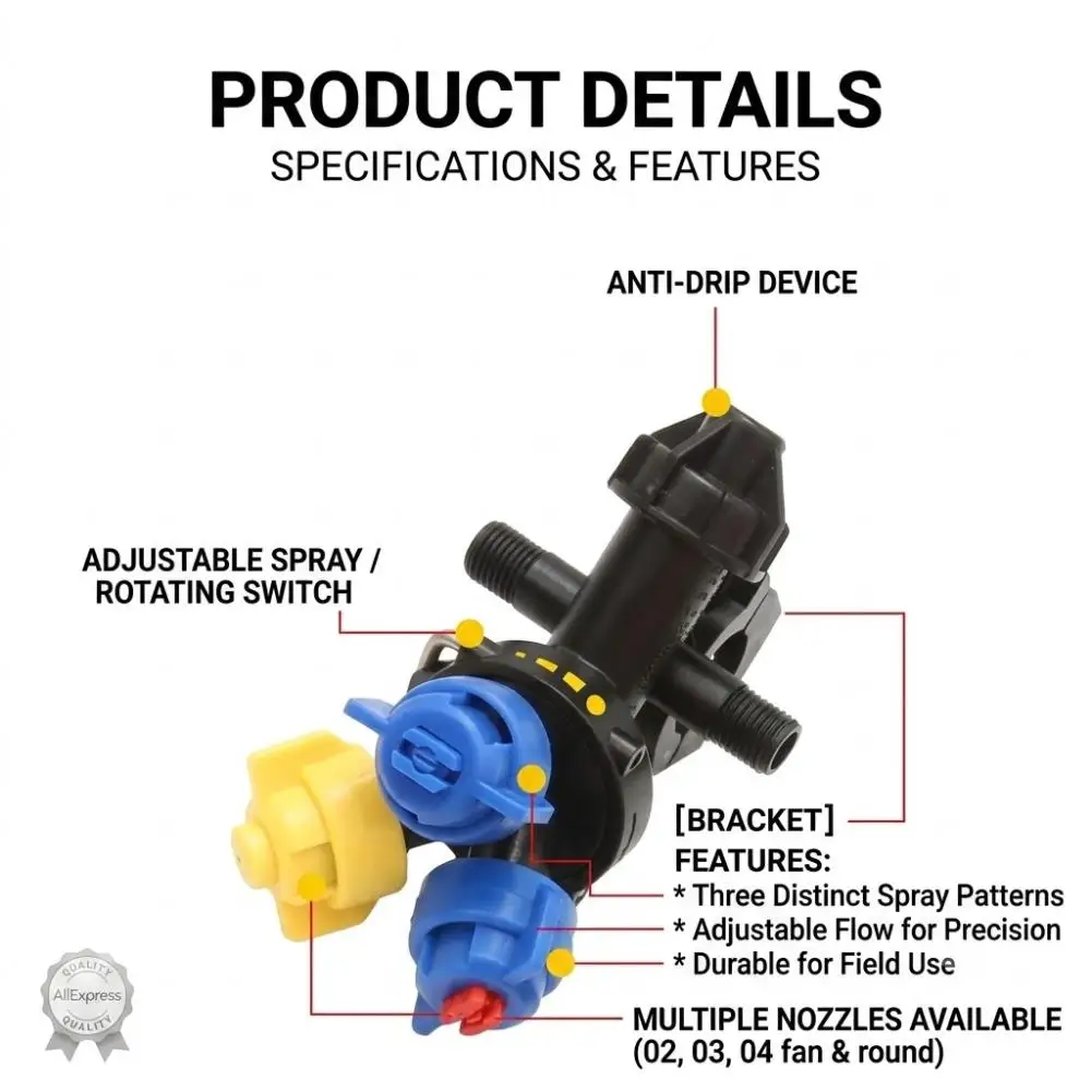 3 Heads Anti Drip Spray Nozzle Pipe Clamp Sprinkler Head Agricultural Garden Irrigation Sprayer Hose Fitting Watering Accessory