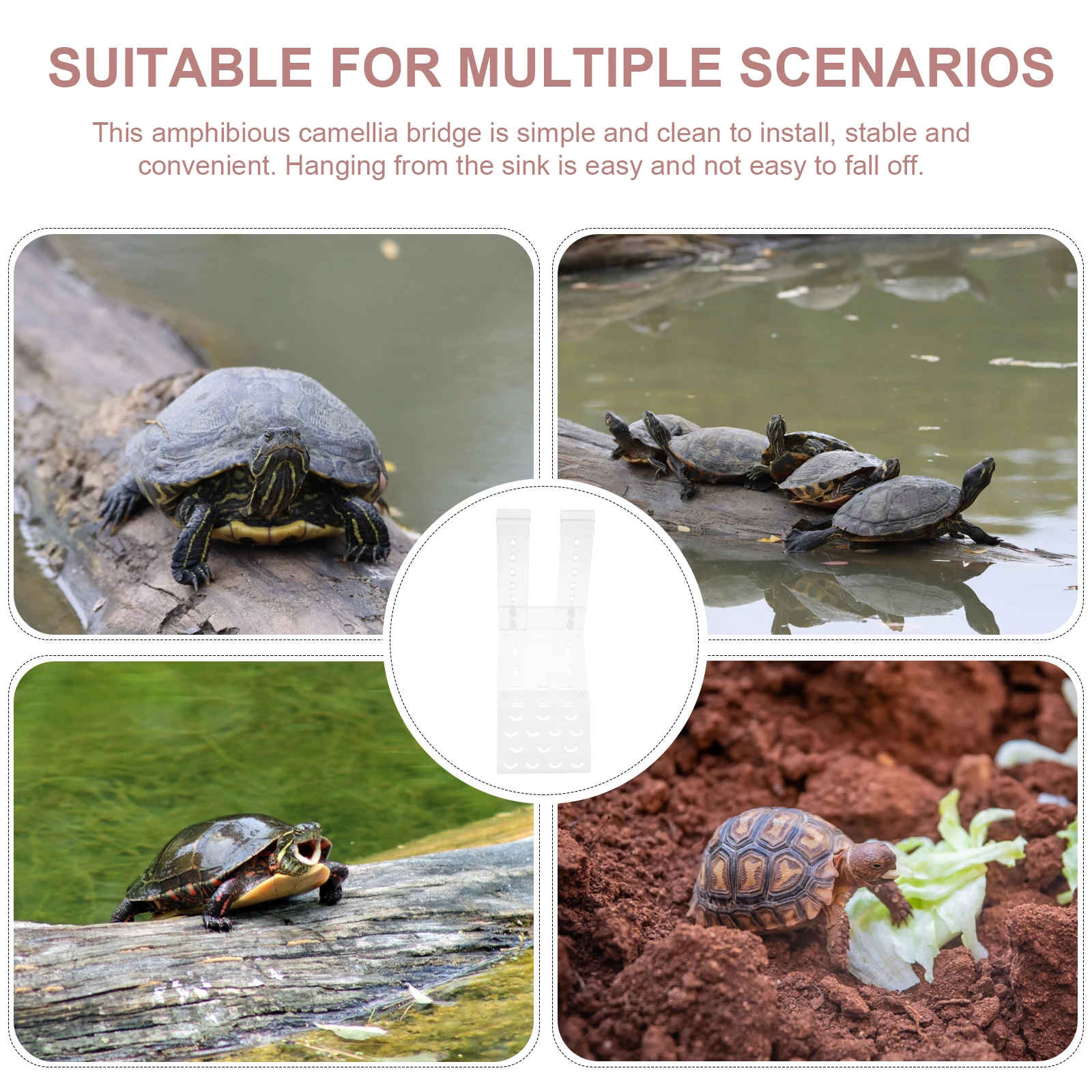 

Turtle Basking Platform Acrylic Multi-Functional Reptile Dock Lifelike Decoration for Water Turtles Frogs Lizards Tortoises Easy